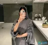 Used long brown women's abaya size XXL with hijab and small handbag.