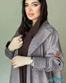 Used long brown women's abaya size XXL with hijab and small handbag.