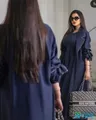 Used long brown women's abaya size XXL with hijab and small handbag.