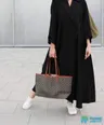 Used long brown women's abaya size XXL with hijab and small handbag.