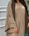 Used long brown women's abaya size XXL with hijab and small handbag.