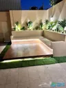 Design and implementation service for outdoor sessions and gardens with waterfalls, fountains, and canopies.