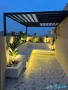 Design and implementation service for outdoor sessions and gardens with waterfalls, fountains, and canopies.